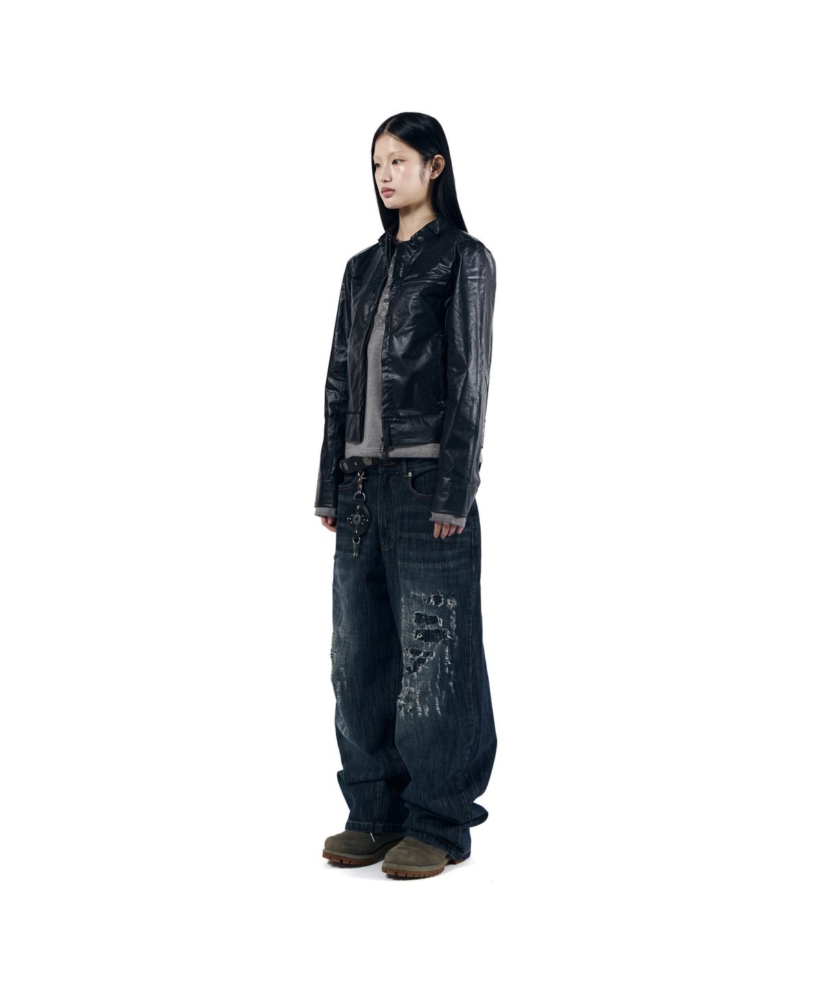 아캄(AAKAM) Scratched Denim Pants (Indigo)