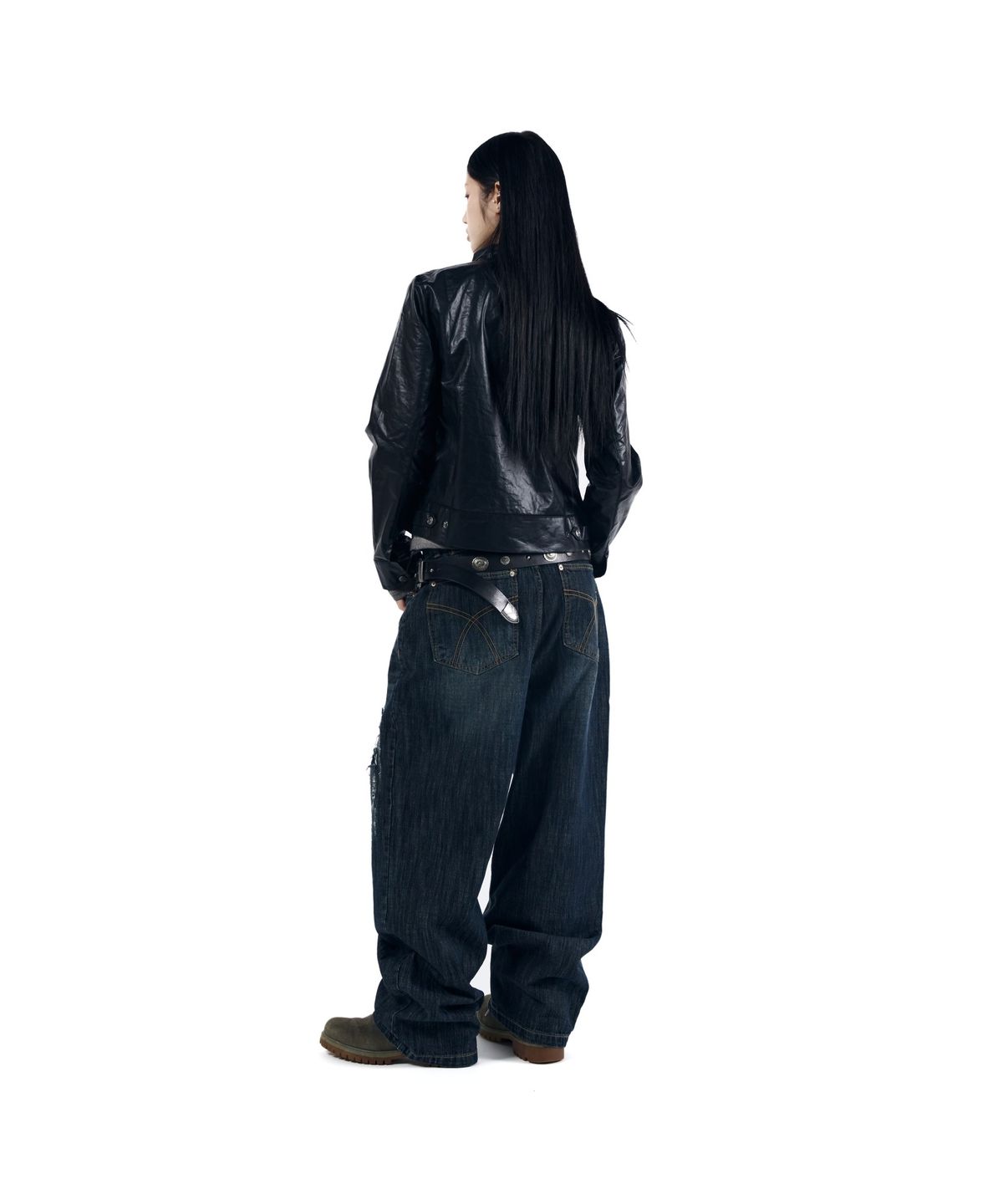 아캄(AAKAM) Scratched Denim Pants (Indigo)