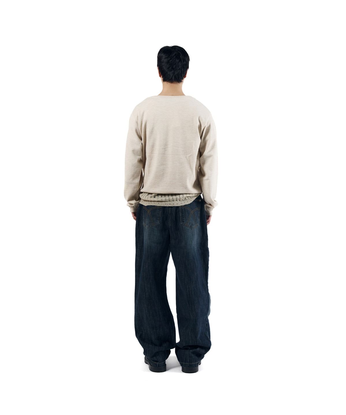 아캄(AAKAM) Scratched Denim Pants (Indigo)