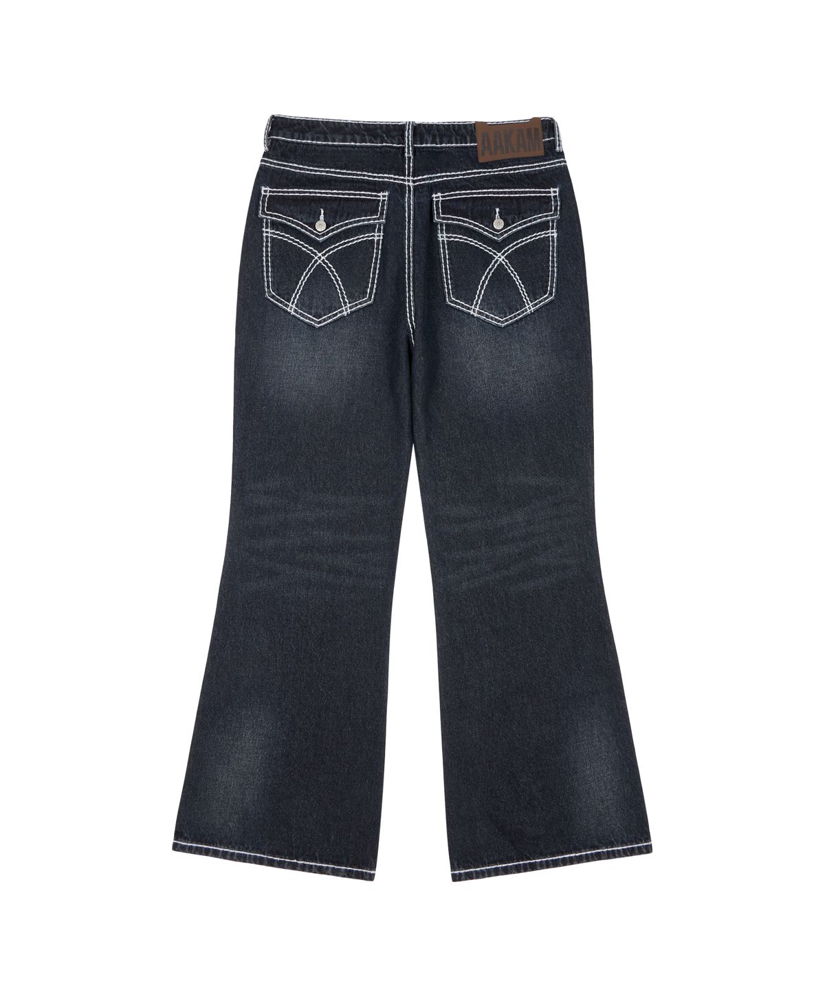 아캄(AAKAM) Stitched Flare Denim Pants (Dark Blue)