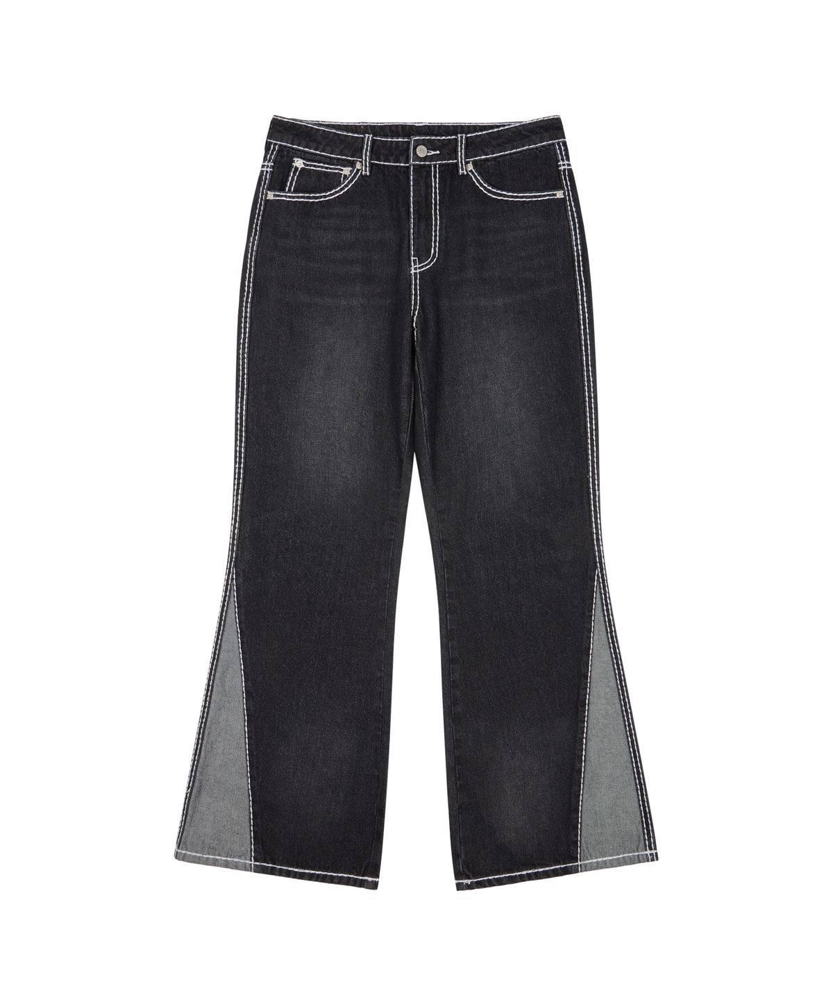 아캄(AAKAM) Stitched Flare Denim Pants (Black)