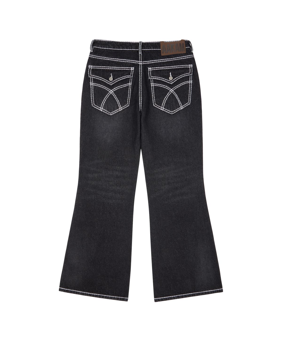 아캄(AAKAM) Stitched Flare Denim Pants (Black)