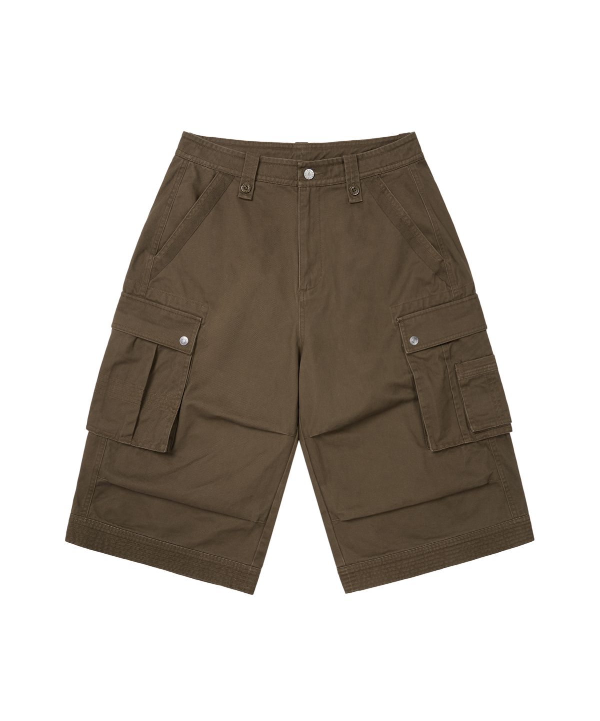 아캄(AAKAM) Knee Pin-Tuck Bermuda Cargo Pants (Brown)