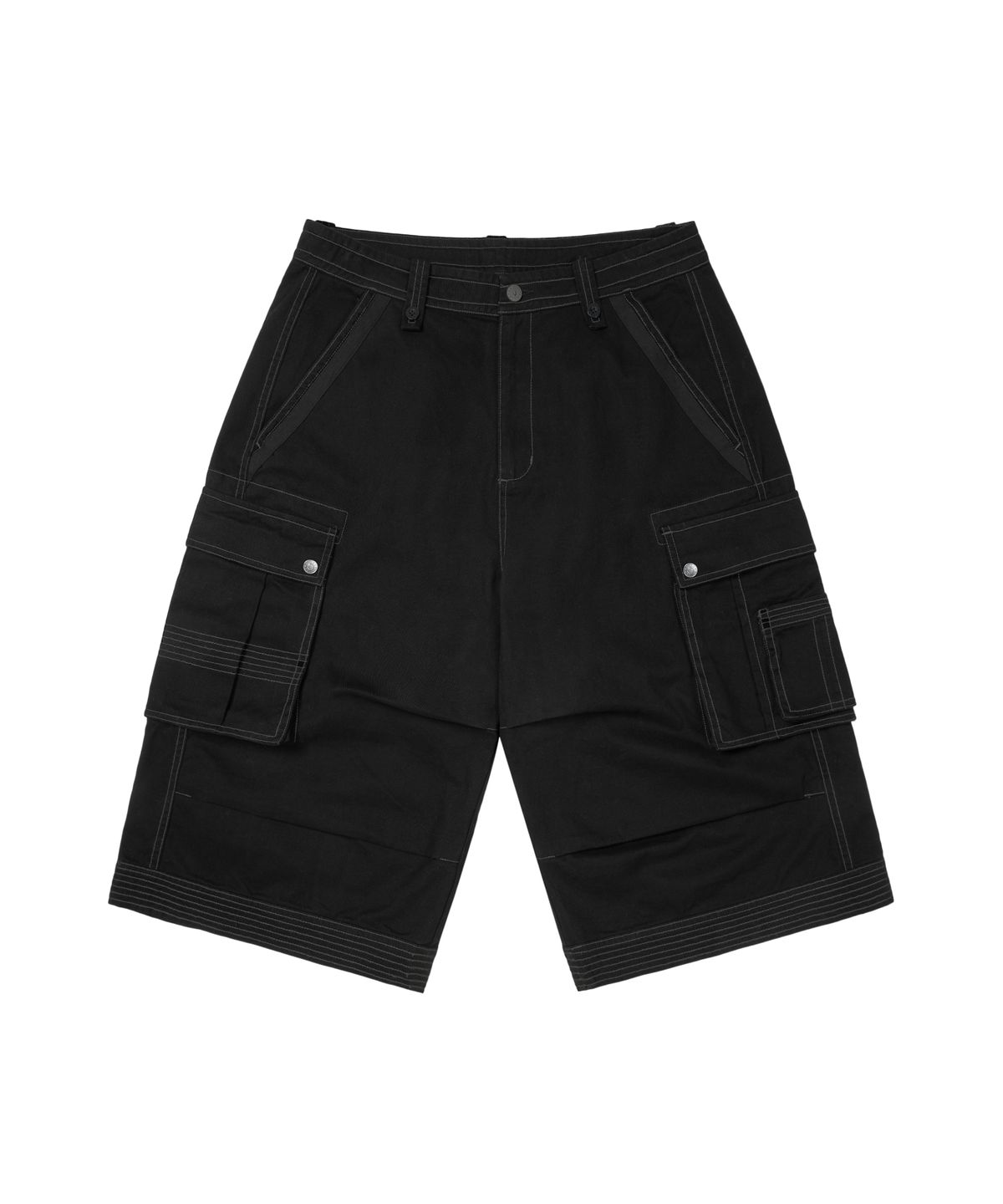아캄(AAKAM) Knee Pin-Tuck Bermuda Cargo Pants (Black)