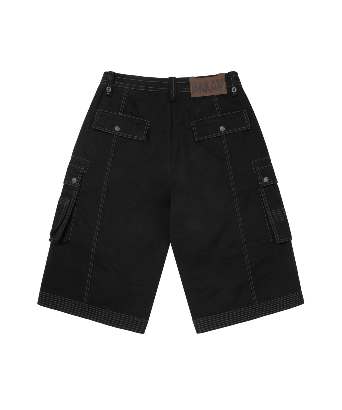 아캄(AAKAM) Knee Pin-Tuck Bermuda Cargo Pants (Black)