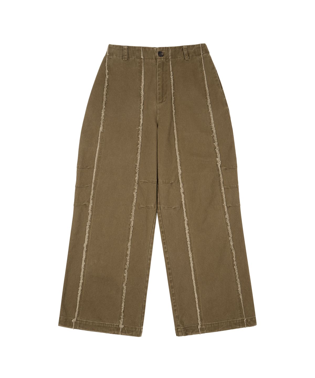 아캄(AAKAM) Knee Pin-Tuck Panel Cotton Pants (Brown)