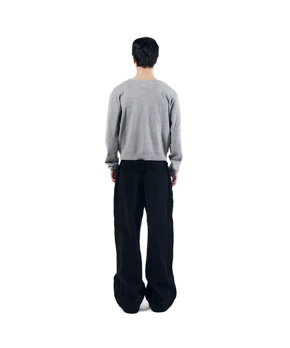 아캄(AAKAM) Knee Pin-Tuck Panel Cotton Pants (Black)