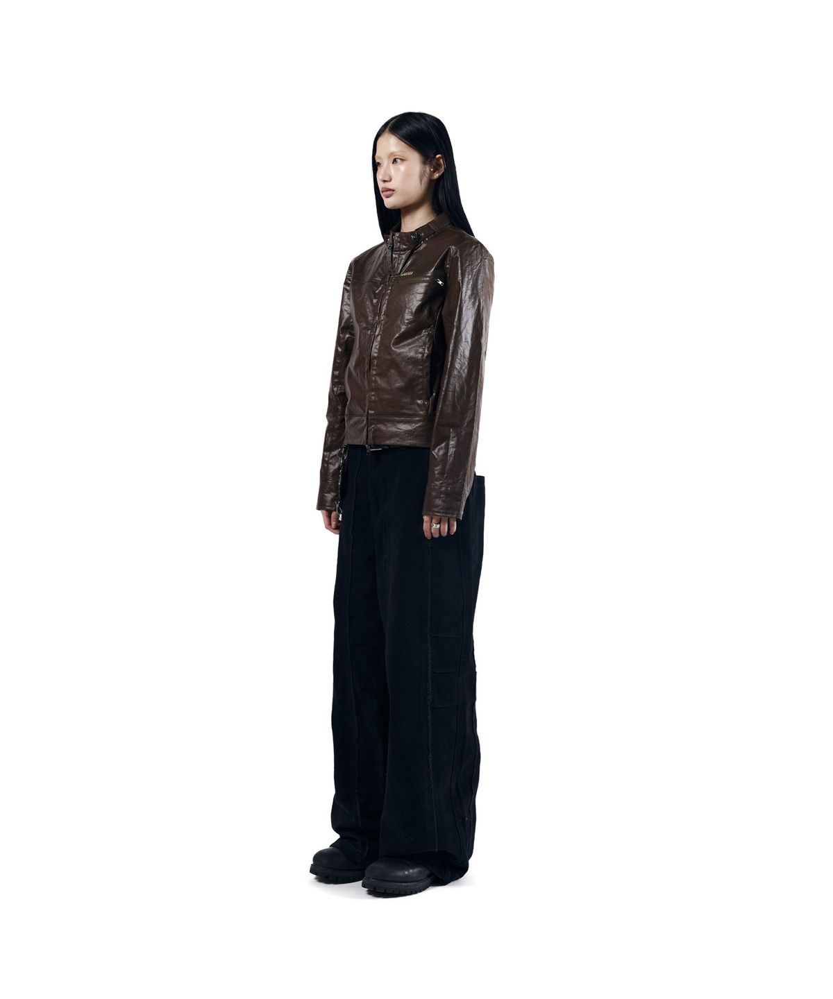 아캄(AAKAM) Knee Pin-Tuck Panel Cotton Pants (Black)