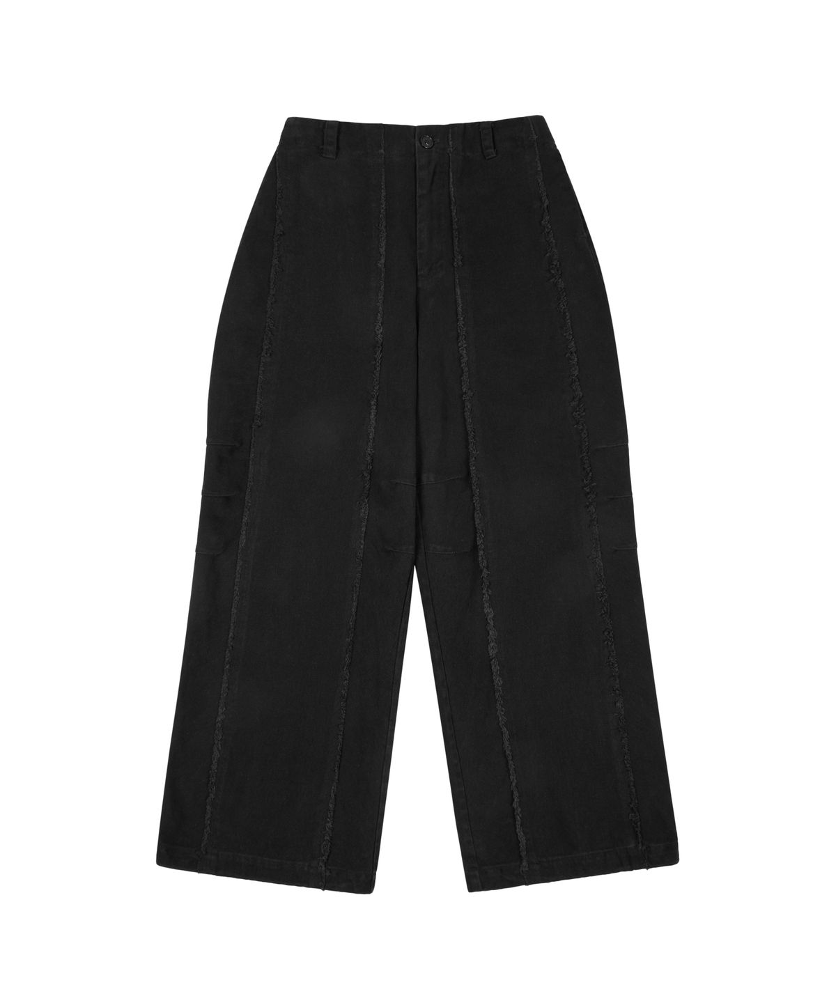 아캄(AAKAM) Knee Pin-Tuck Panel Cotton Pants (Black)
