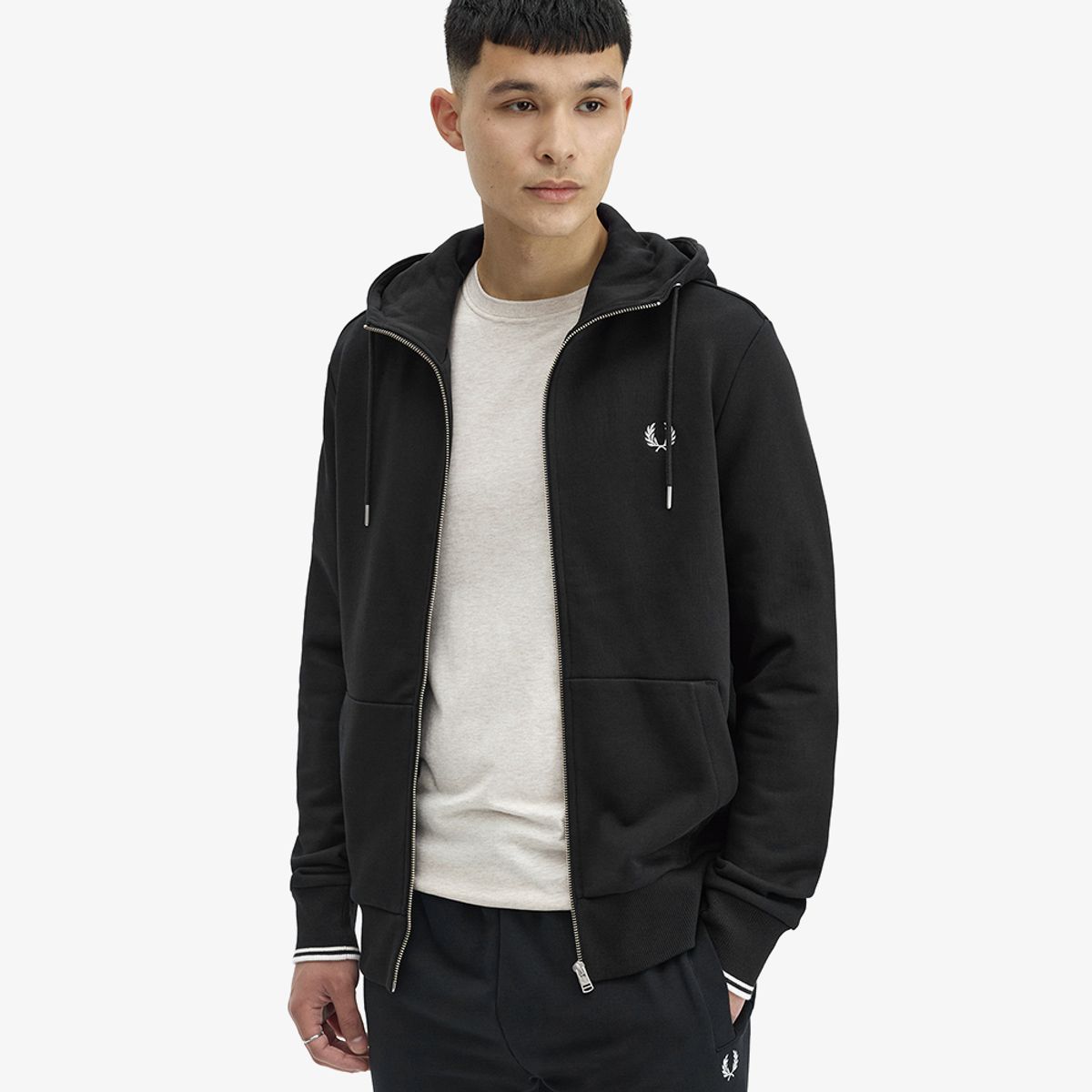 프레드페리(FRED PERRY) [Sport] 후드 집스루 스웻셔츠 - 블랙 AFPM2G97536-198