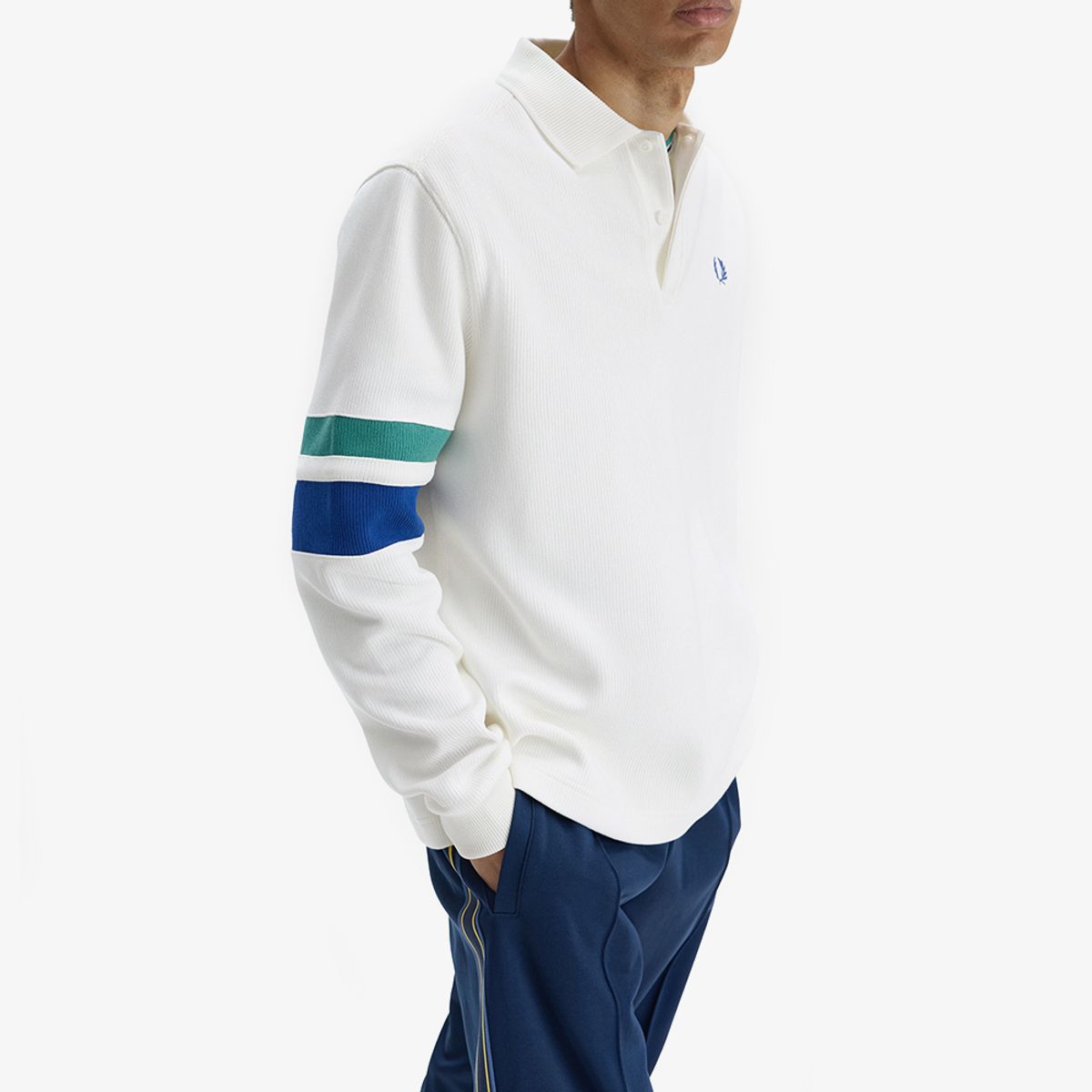 프레드페리(FRED PERRY) [Sport] 팁 슬리브 칼라드 스웻셔츠 - 스노우 화이트 AFPM2612416-129