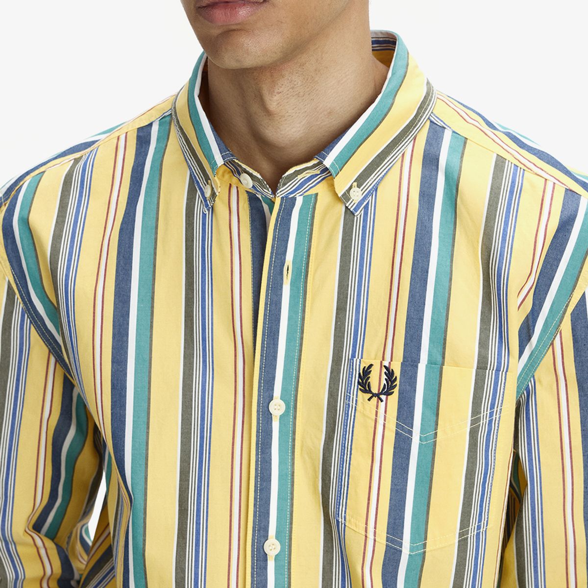 프레드페리(FRED PERRY) [Sport] 릴랙스드 스트라이프 셔츠 - 레몬 발리 AFPM2612432-26A