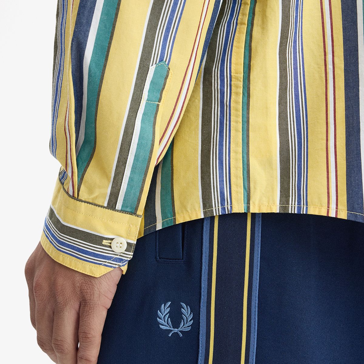 프레드페리(FRED PERRY) [Sport] 릴랙스드 스트라이프 셔츠 - 레몬 발리 AFPM2612432-26A