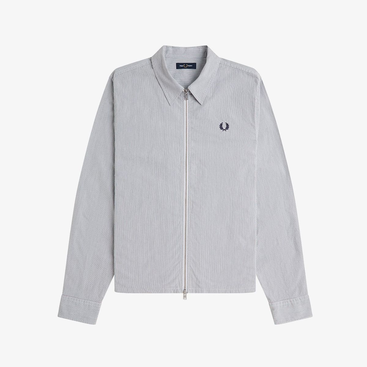 프레드페리(FRED PERRY) [Sharp] 스트라이프 시어서커 집 스루 오버셔츠 - 블루/화이트 AFPM2612403-35B