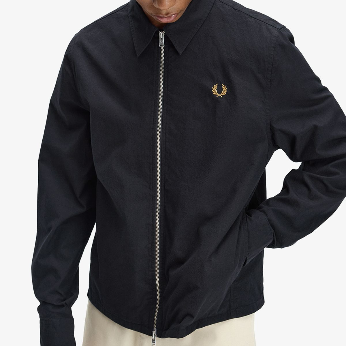 프레드페리(FRED PERRY) [Sharp] 시어서커 집 스루 오버셔츠 - 블랙 AFPM2612428-102