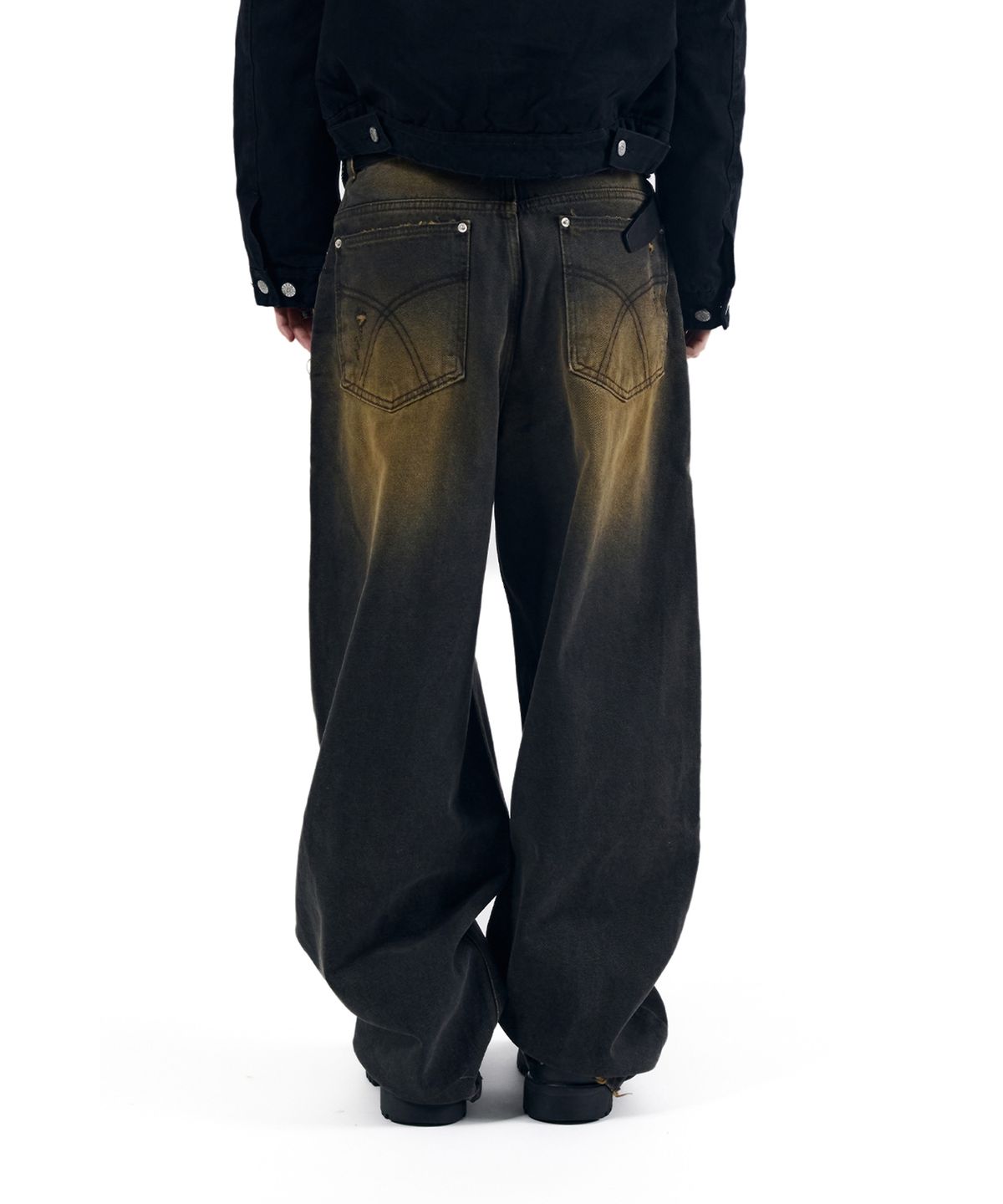 아캄(AAKAM) Destroyed Double Knee Denim Pants (Brown)