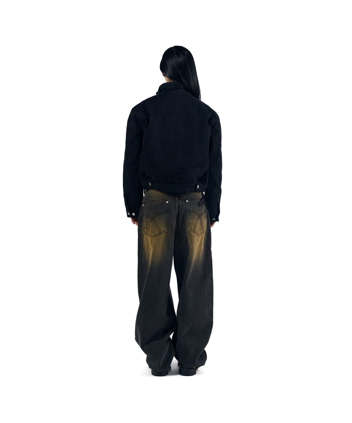 아캄(AAKAM) Destroyed Double Knee Denim Pants (Brown)