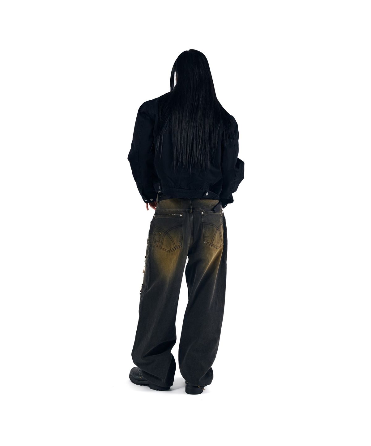 아캄(AAKAM) Destroyed Double Knee Denim Pants (Brown)