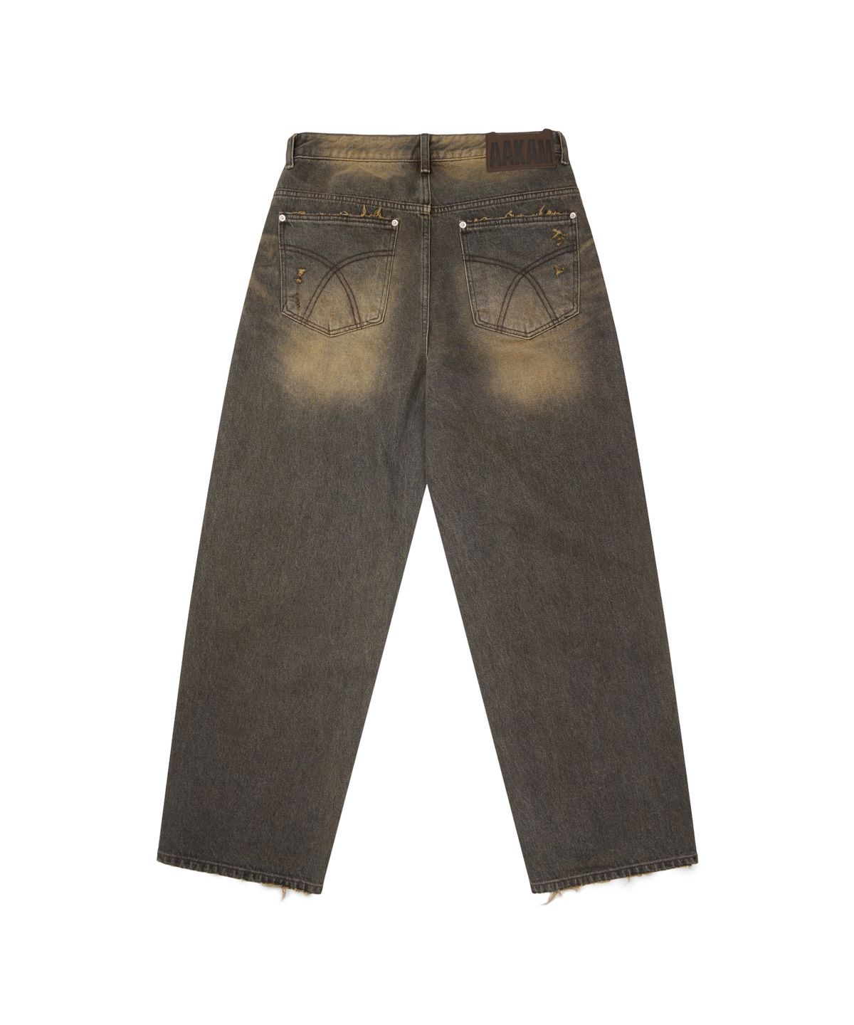 아캄(AAKAM) Destroyed Double Knee Denim Pants (Brown)