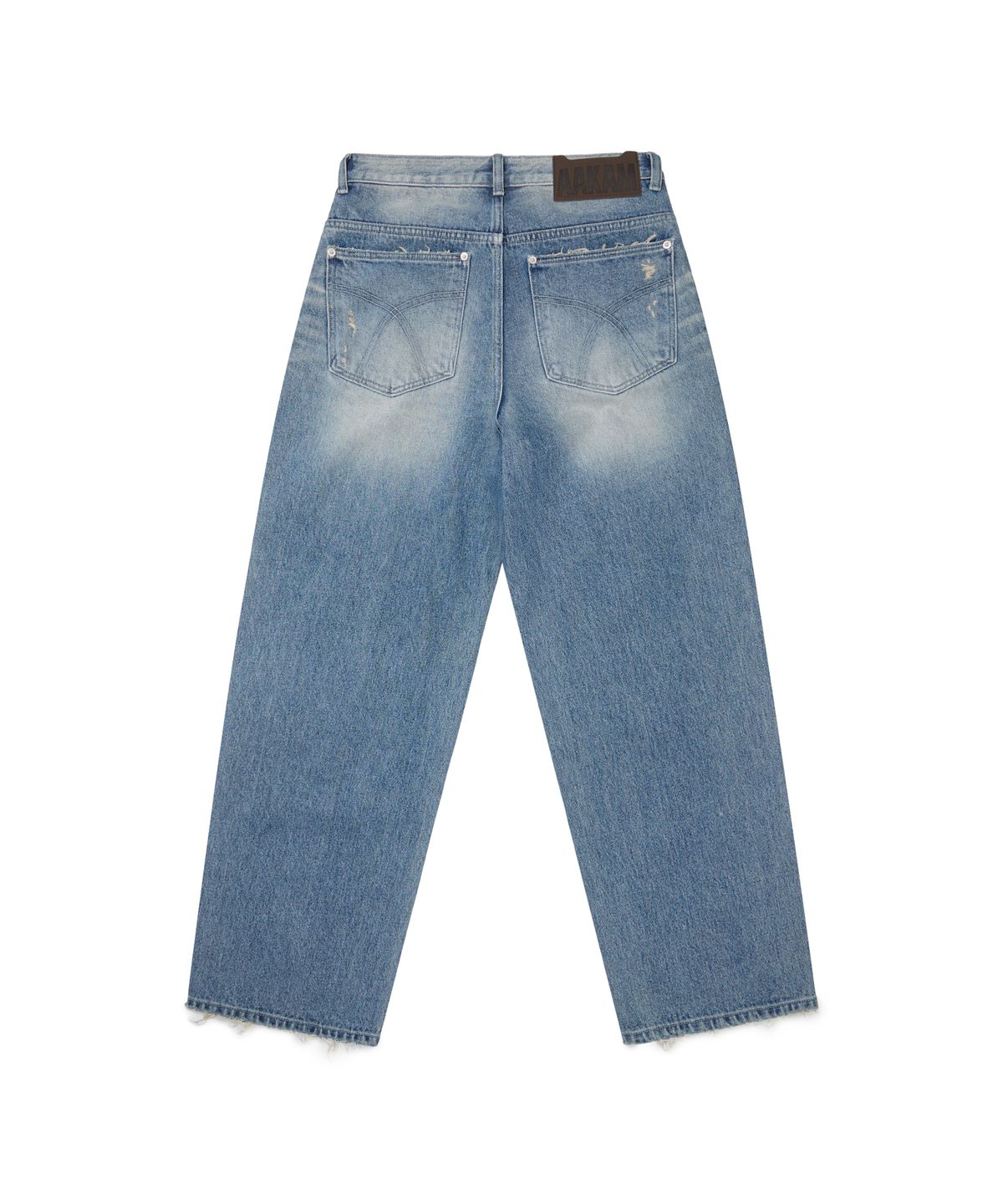 아캄(AAKAM) Destroyed Double Knee Denim Pants (Blue)