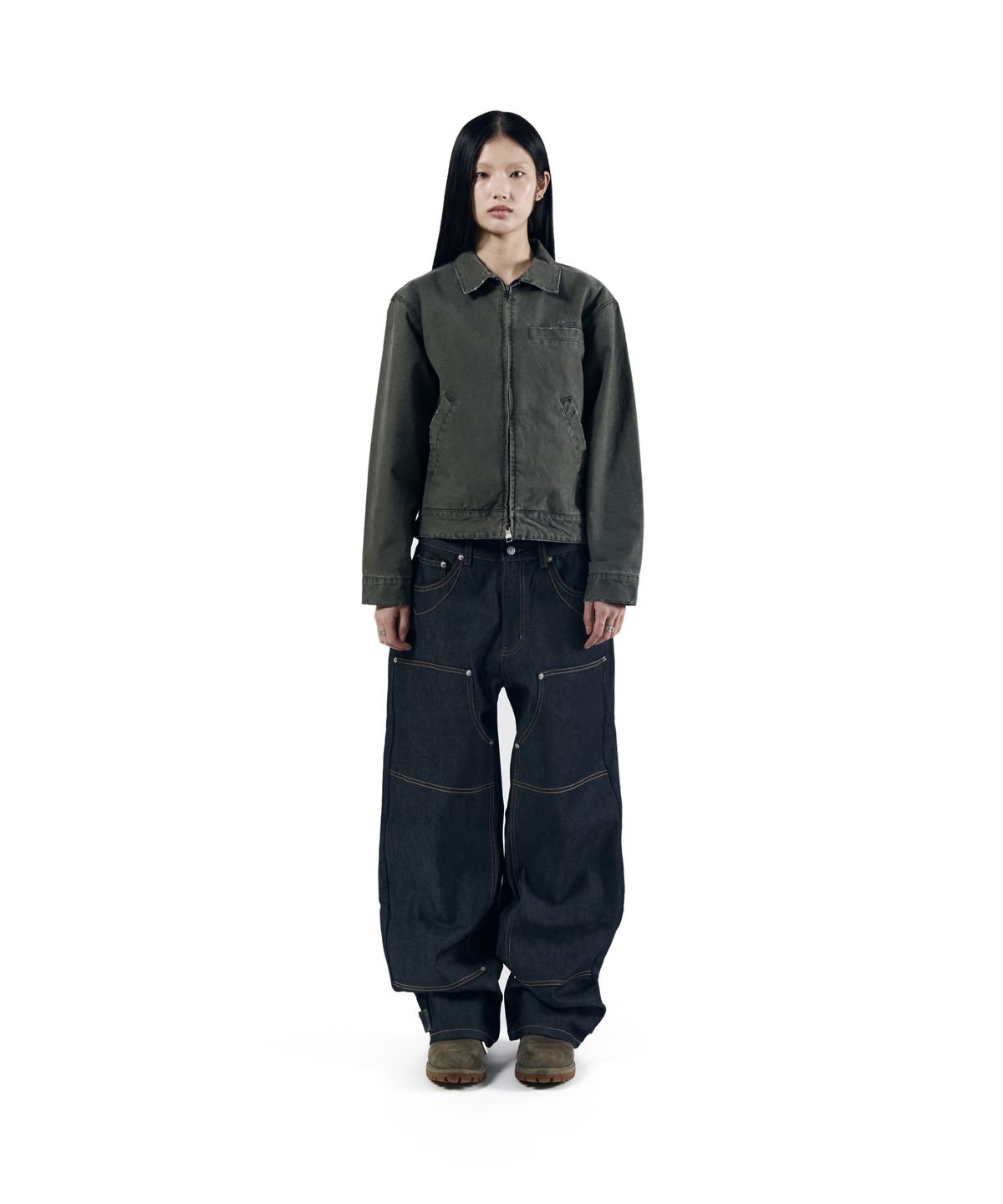 아캄(AAKAM) Steve Cinch Back Denim Pants (Blue)