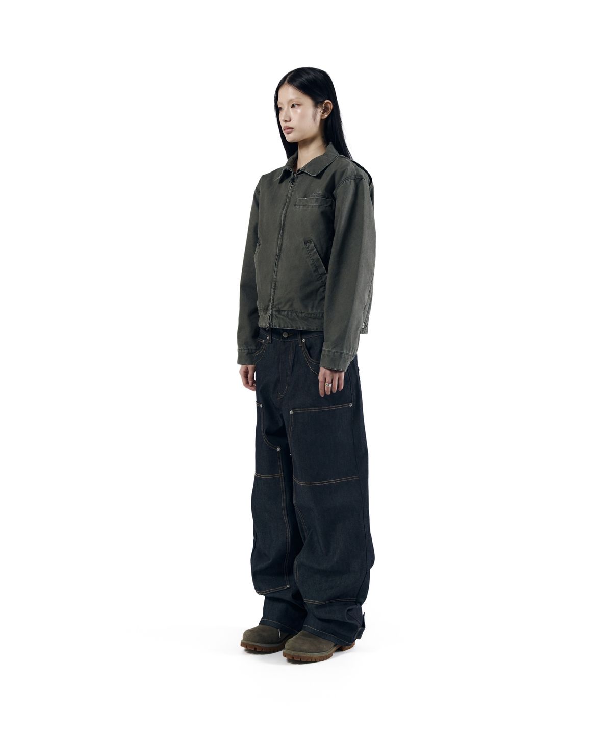아캄(AAKAM) Steve Cinch Back Denim Pants (Blue)