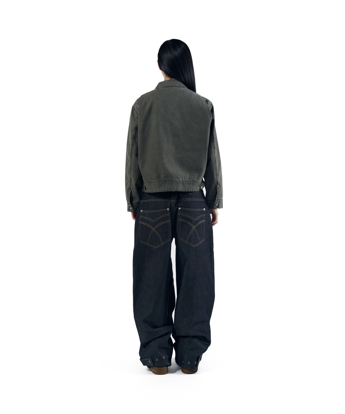 아캄(AAKAM) Steve Cinch Back Denim Pants (Blue)