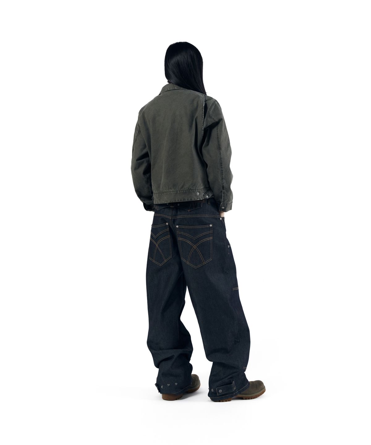아캄(AAKAM) Steve Cinch Back Denim Pants (Blue)