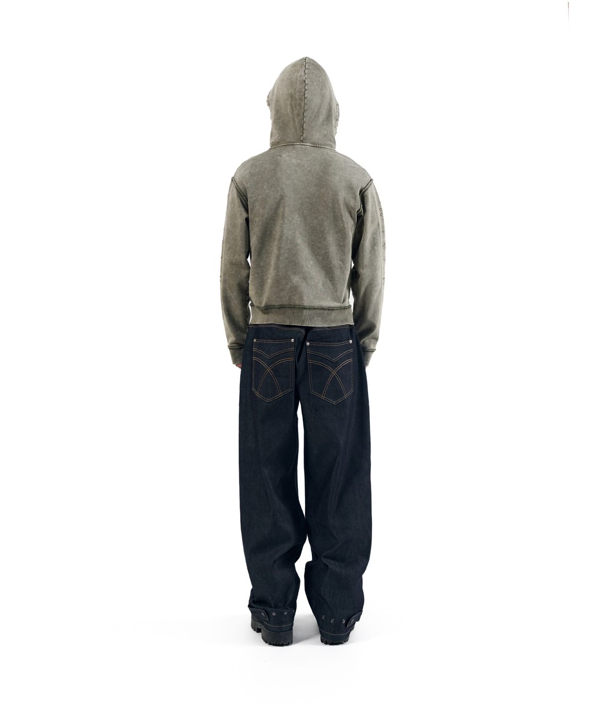 아캄(AAKAM) Steve Cinch Back Denim Pants (Blue)