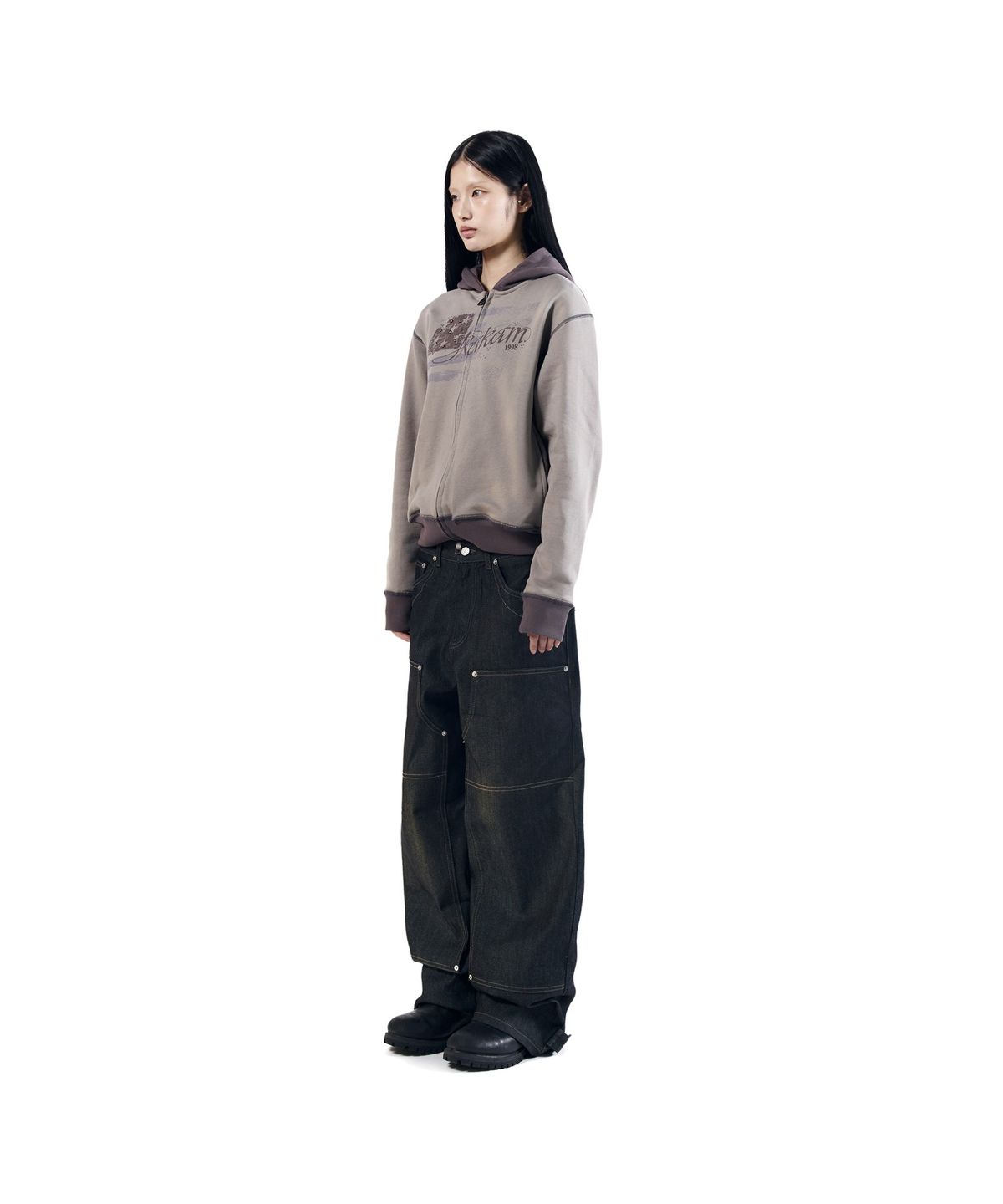 아캄(AAKAM) Steve Cinch Back Denim Pants (Black)