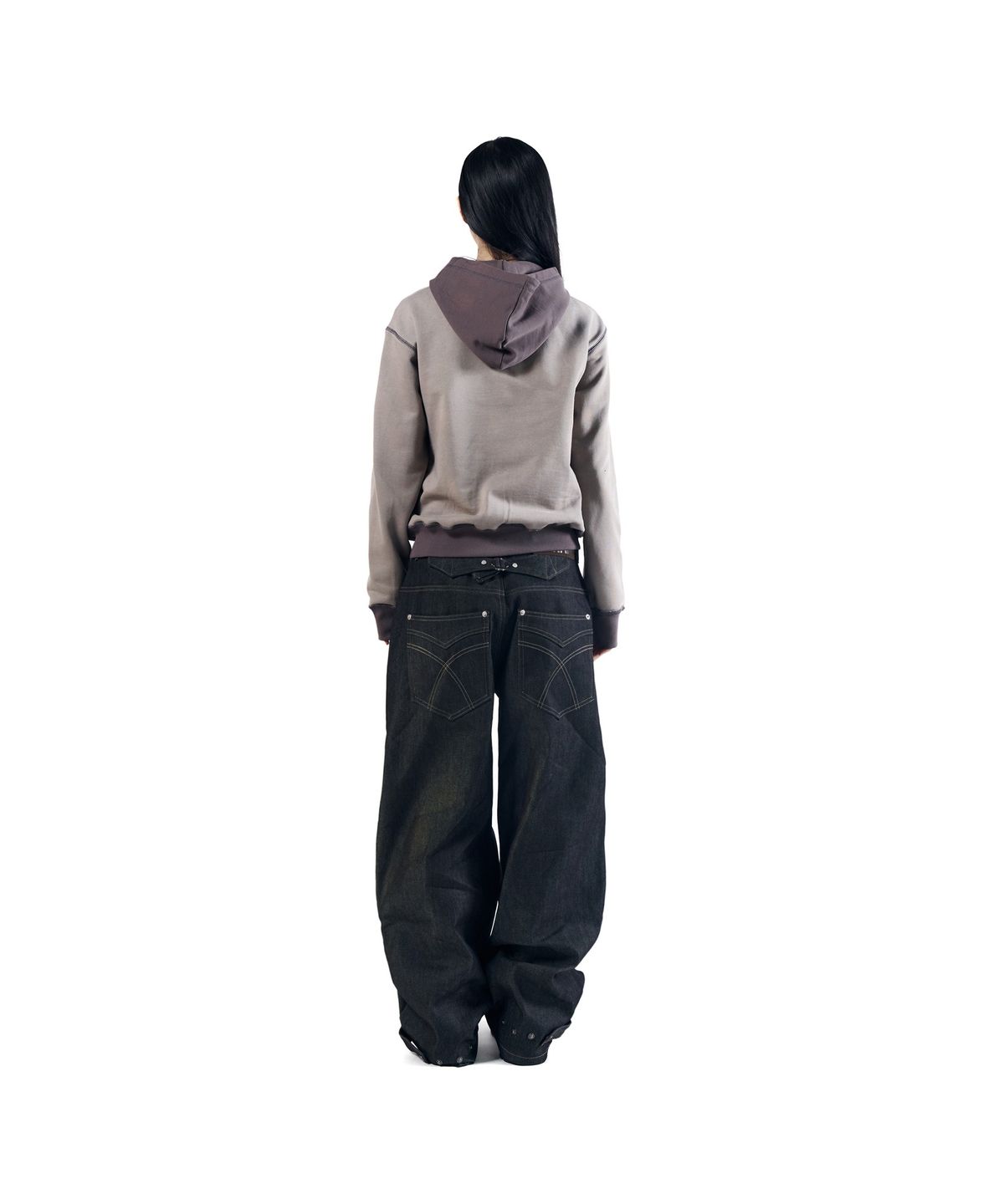 아캄(AAKAM) Steve Cinch Back Denim Pants (Black)