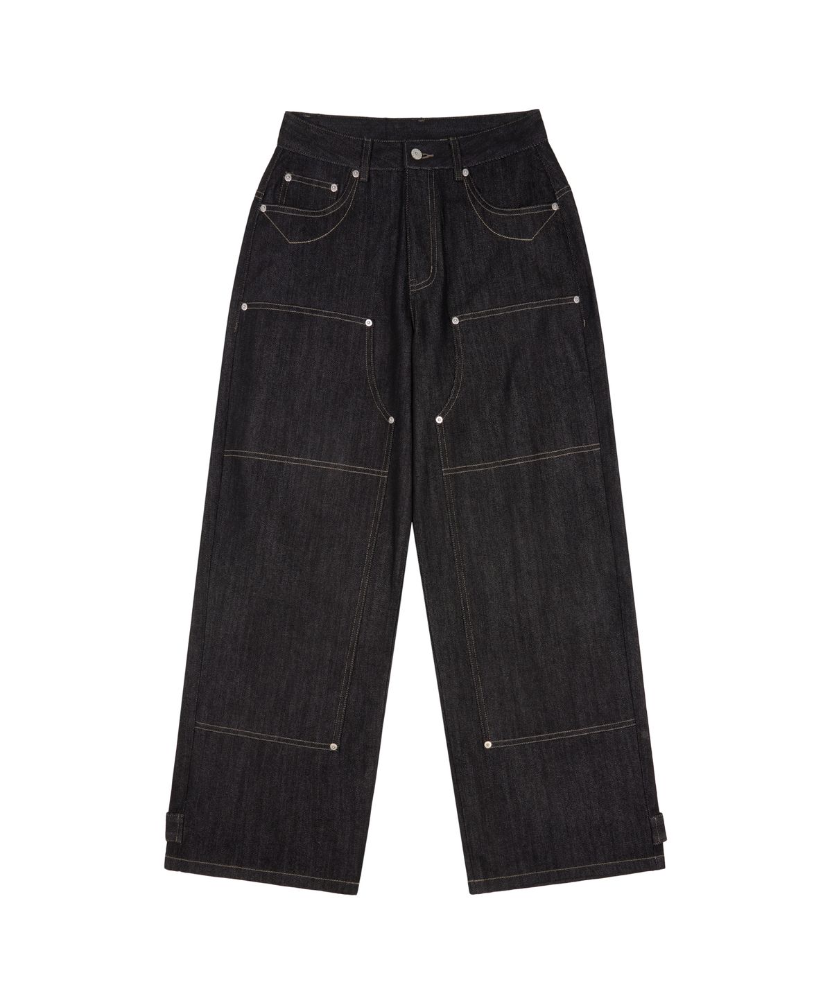 아캄(AAKAM) Steve Cinch Back Denim Pants (Black)