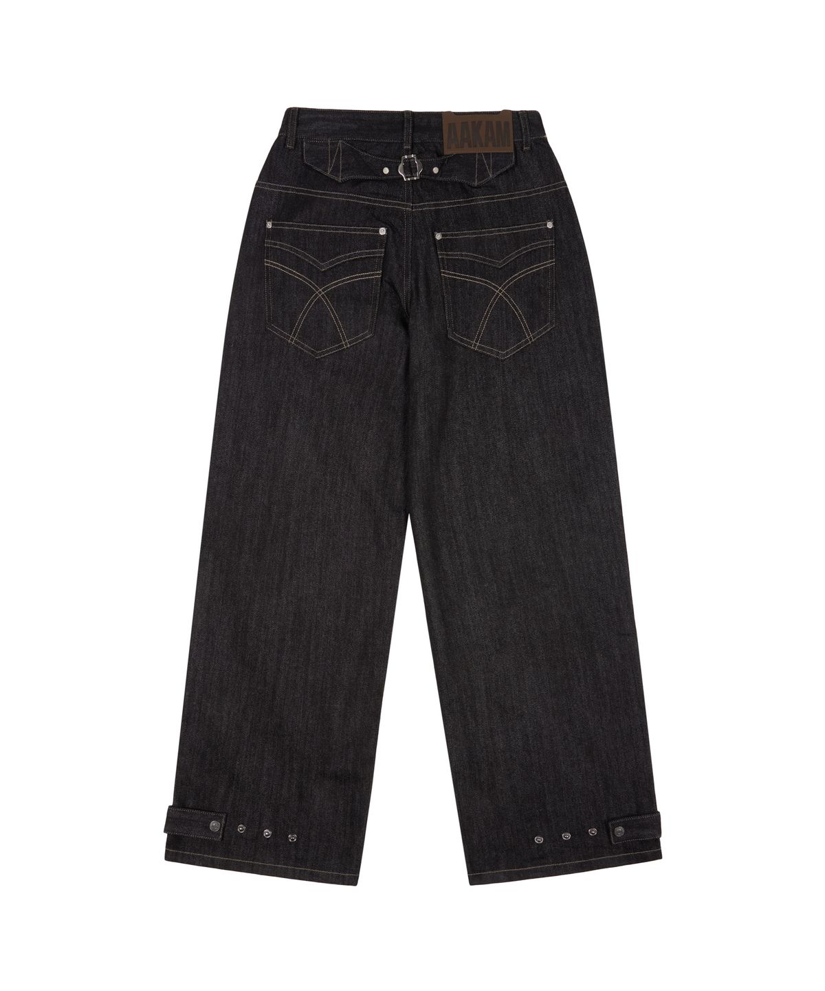 아캄(AAKAM) Steve Cinch Back Denim Pants (Black)