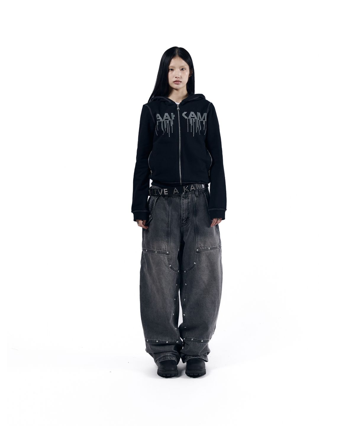 아캄(AAKAM) Steve Double Knee Denim Pants (Gray)