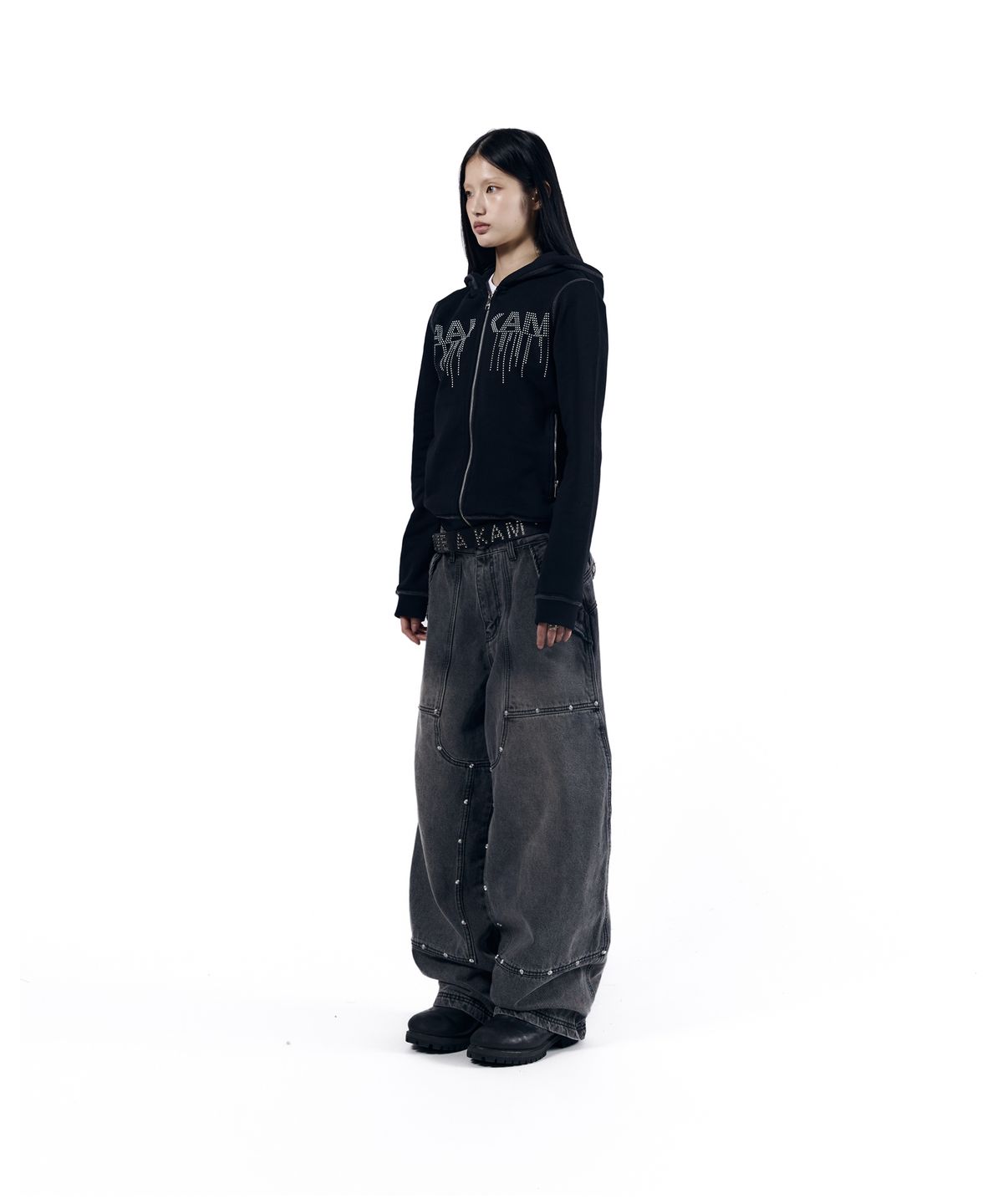 아캄(AAKAM) Steve Double Knee Denim Pants (Gray)