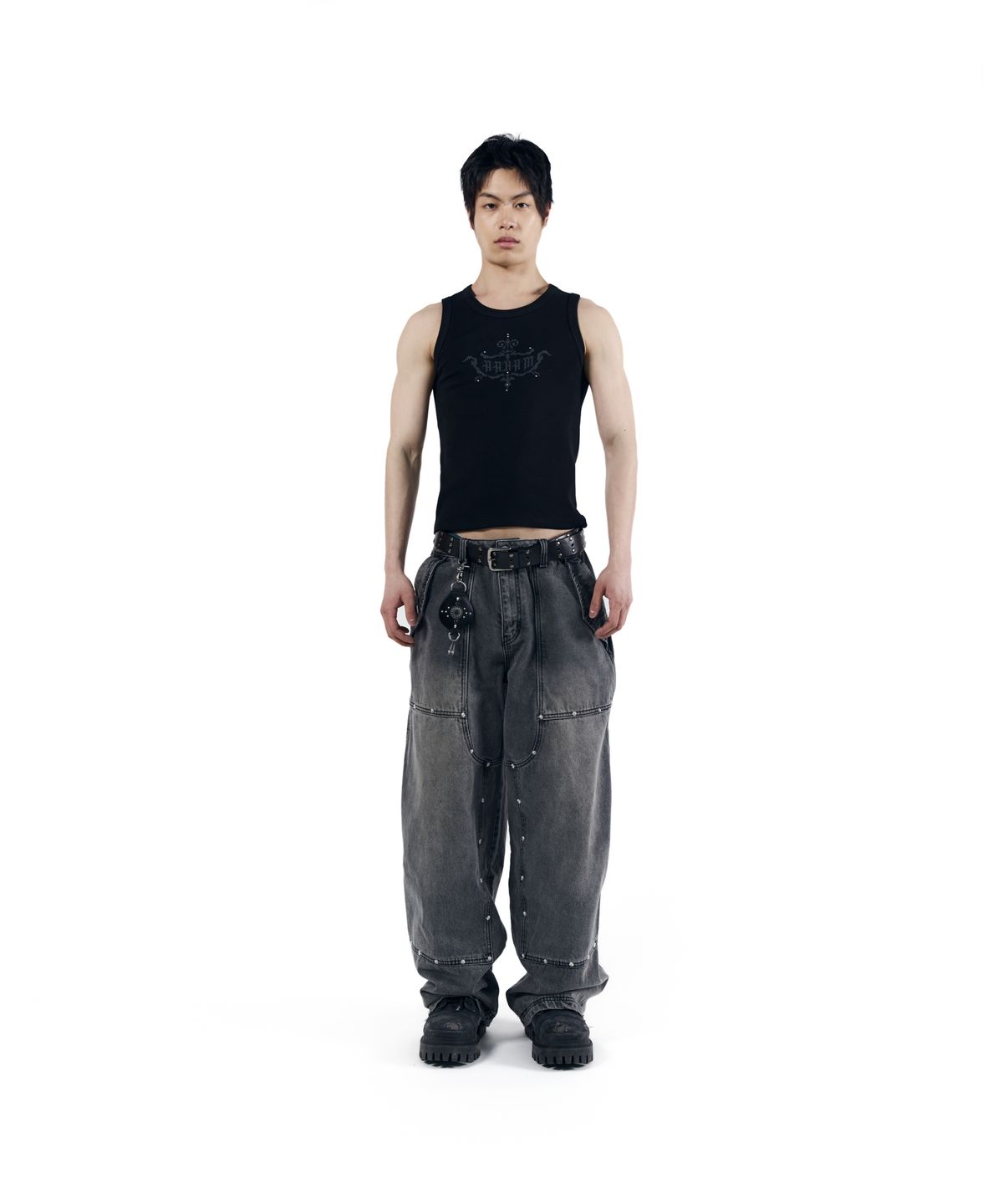 아캄(AAKAM) Steve Double Knee Denim Pants (Gray)
