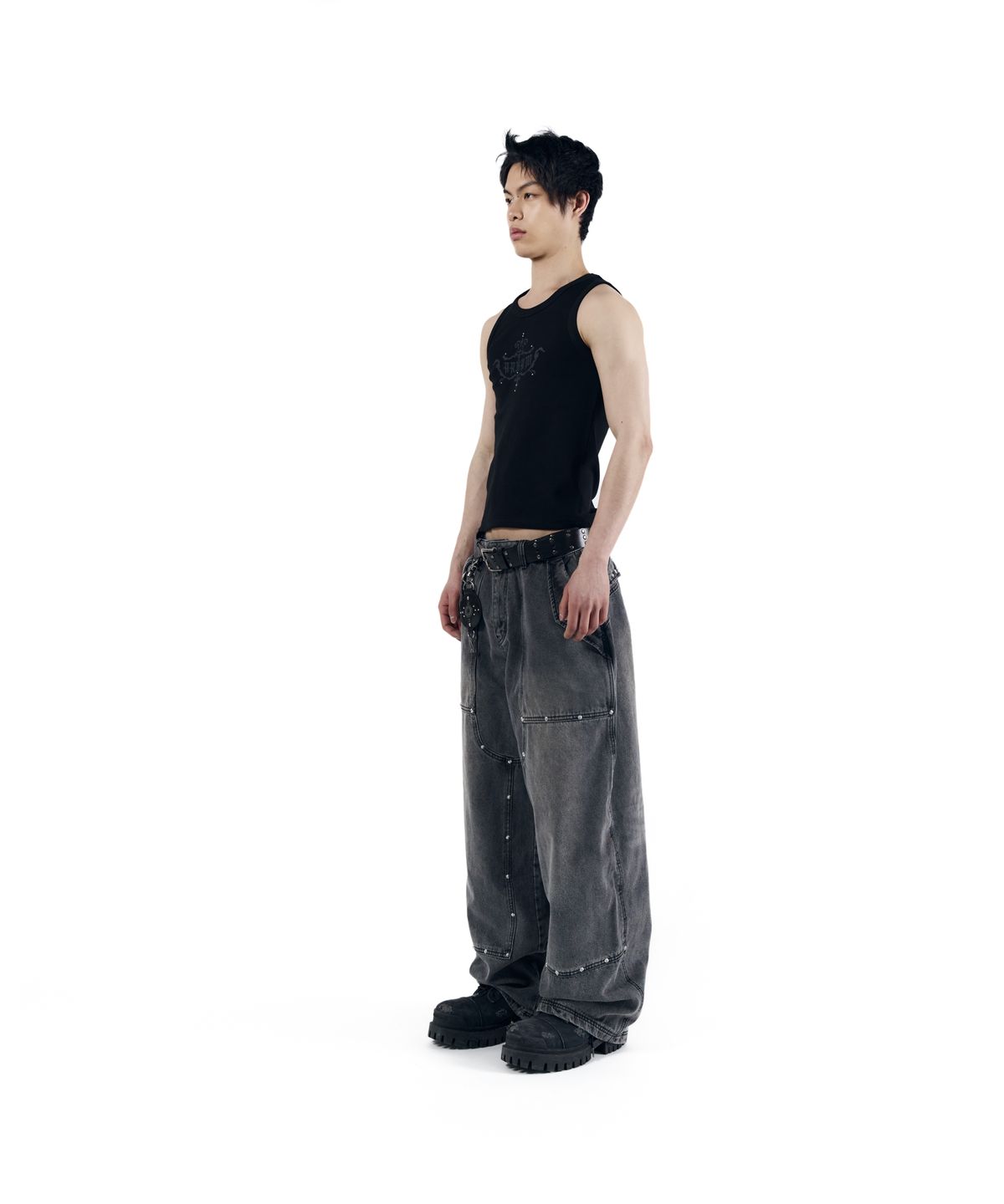 아캄(AAKAM) Steve Double Knee Denim Pants (Gray)