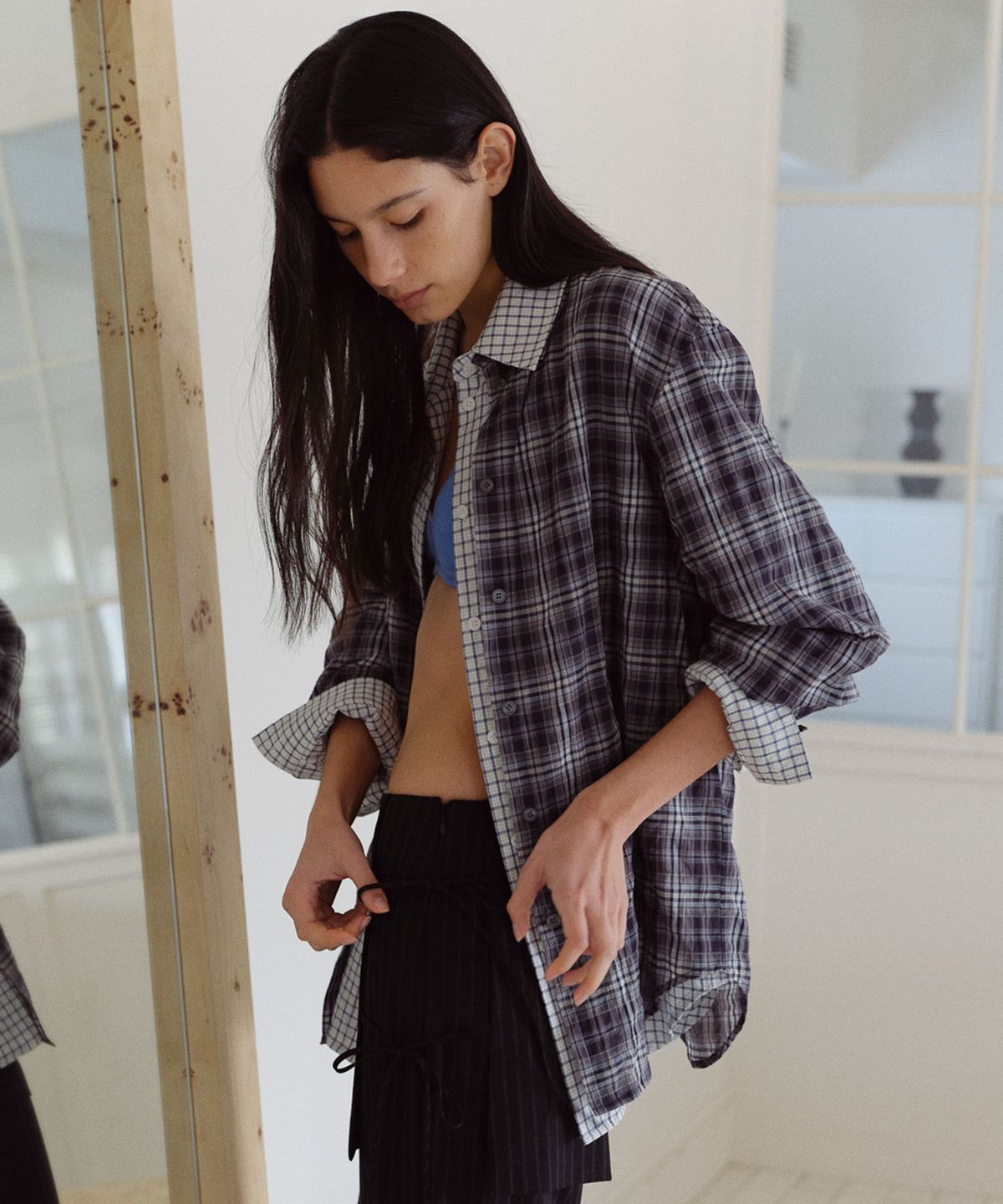 엔오르(EN OR) STANDARD CHECK SHIRT - NAVY