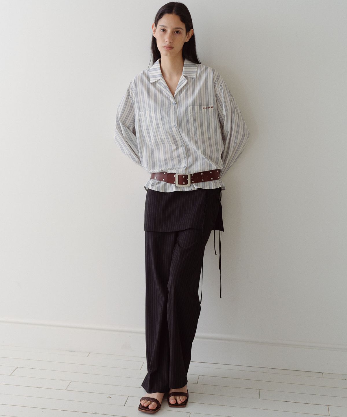 엔오르(EN OR) RELAXED STRIPE PAJAMA SHIRT - BLUE