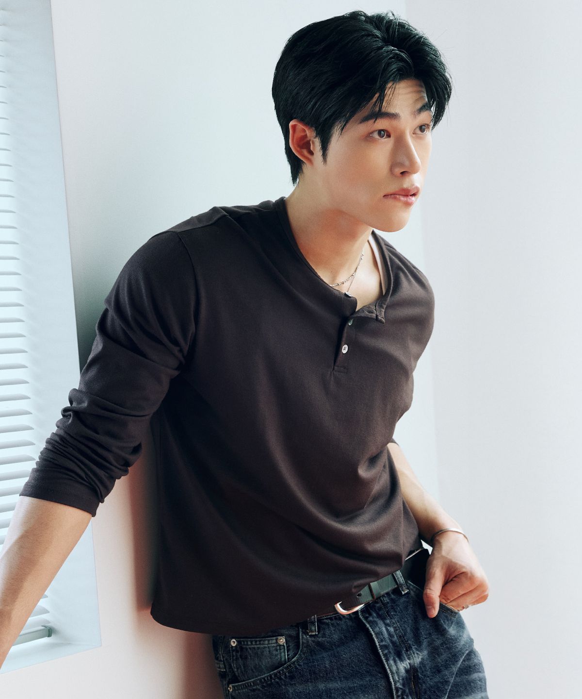 르아르(LEIRE) 소프트 헨리넥 롱슬리브 티셔츠 [브라운]