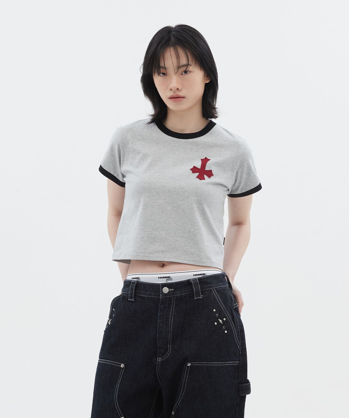 도미넌트(DOMINANT) Devil Wing Patch Crop T-Shirt