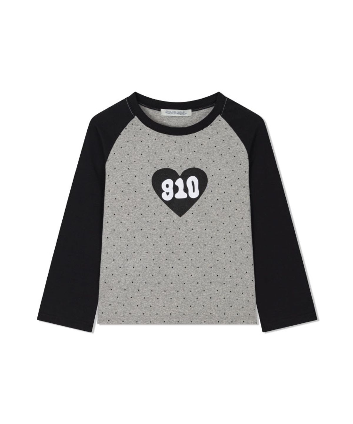 구월십일(GUWOLSIBIL) DOT RAGLAN HEART TOP BLACK&MELANGE GREY