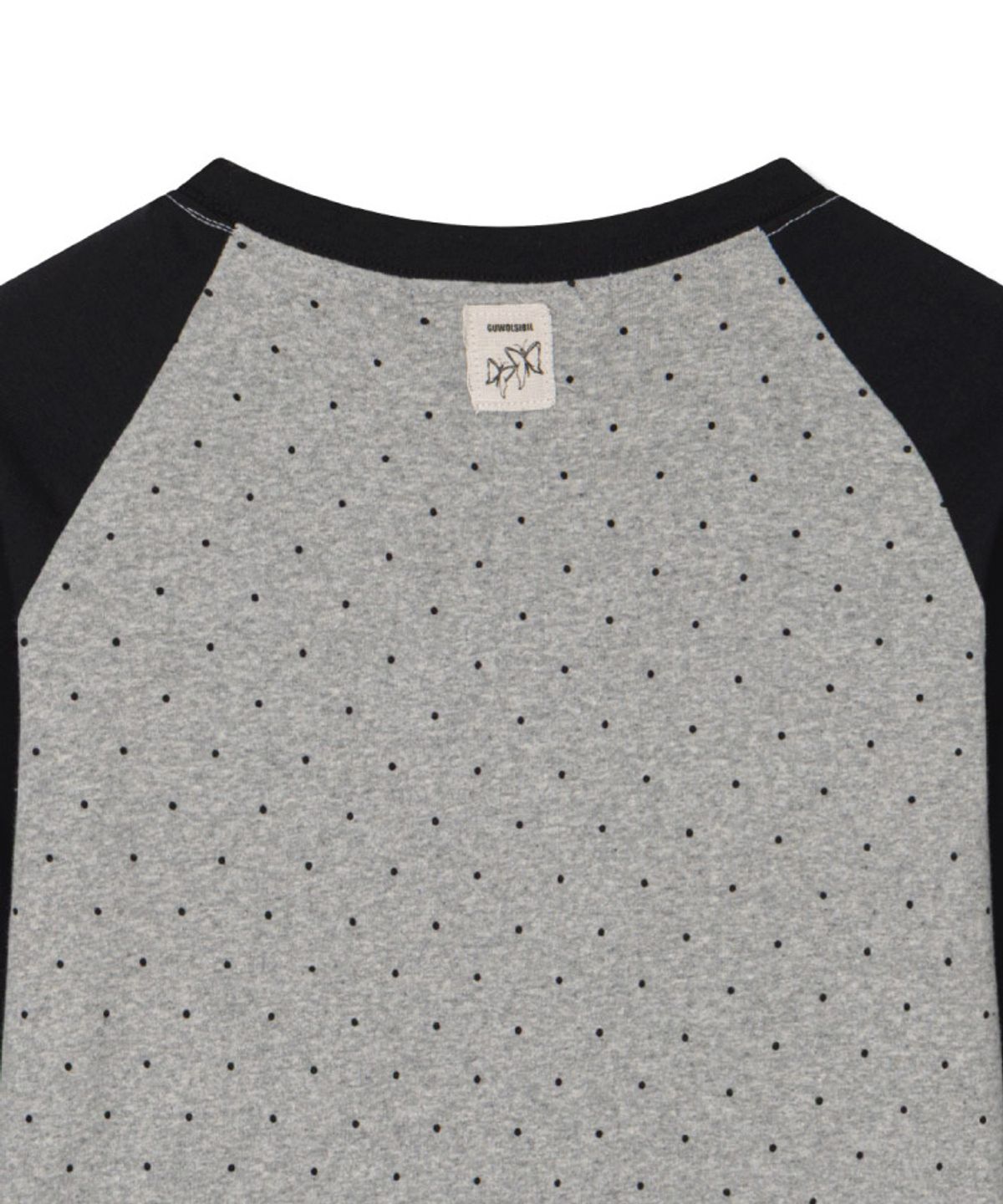 구월십일(GUWOLSIBIL) DOT RAGLAN HEART TOP BLACK&MELANGE GREY