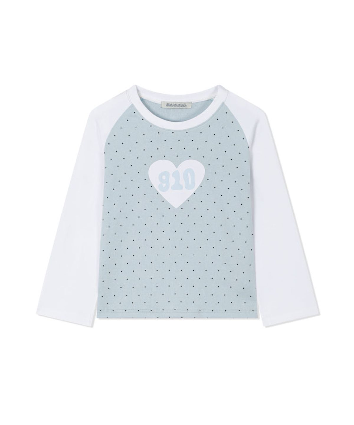 구월십일(GUWOLSIBIL) DOT RAGLAN HEART TOP WHITE&SKY BLUE