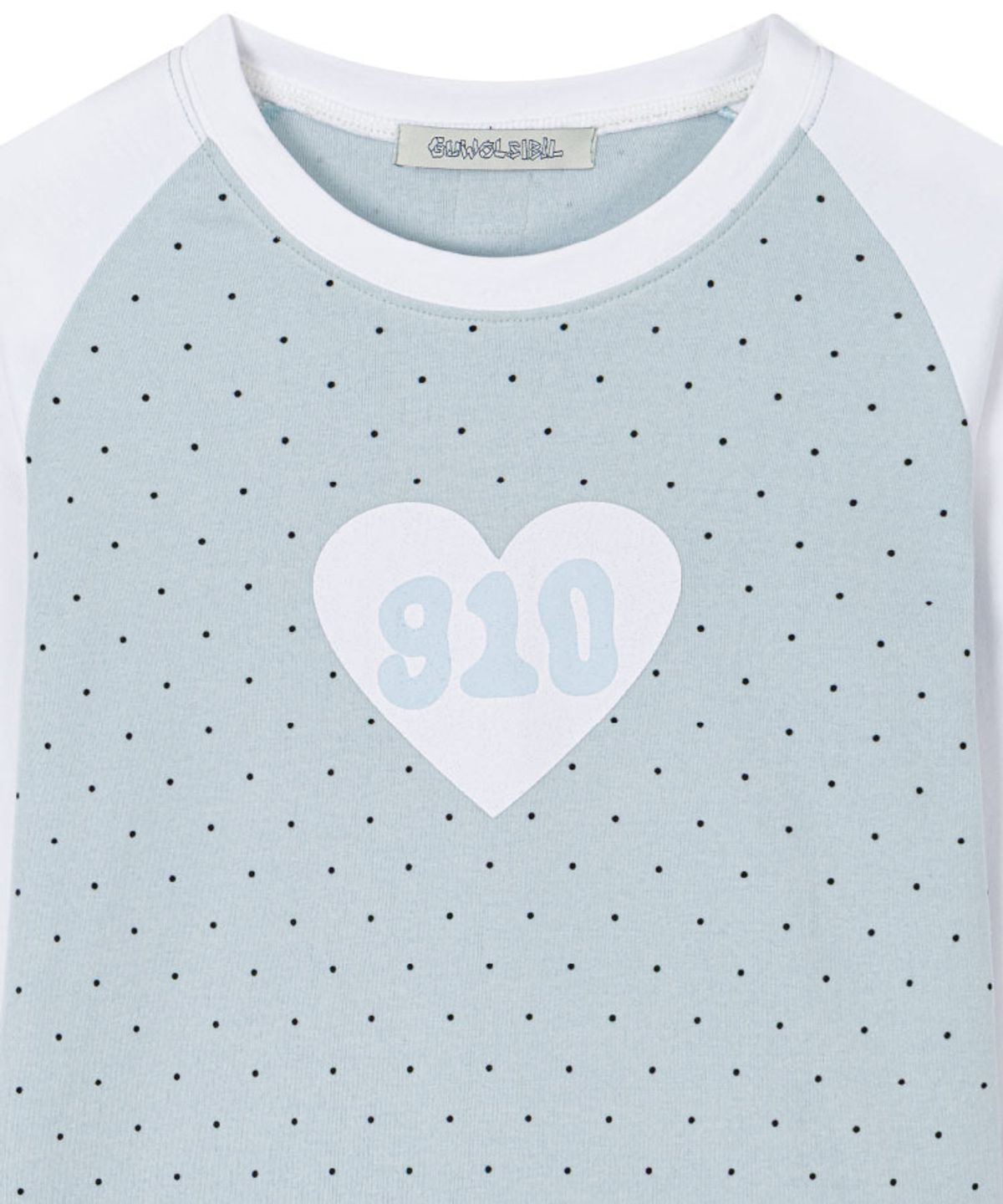 구월십일(GUWOLSIBIL) DOT RAGLAN HEART TOP WHITE&SKY BLUE