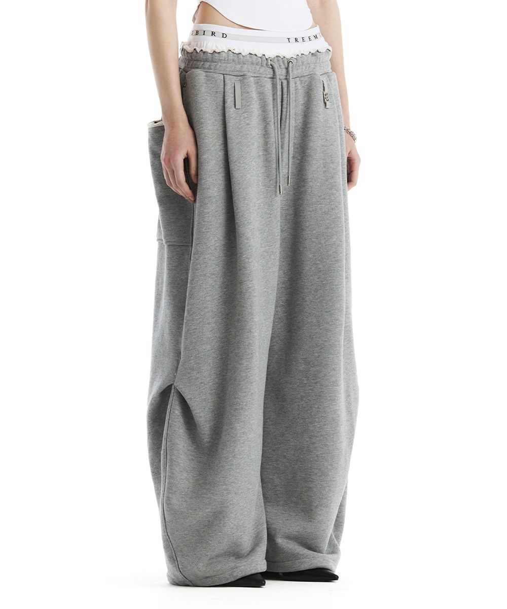 MUSINSA | TREEMINGBIRD Double Waist Sagging Sweat Pants [ Melange