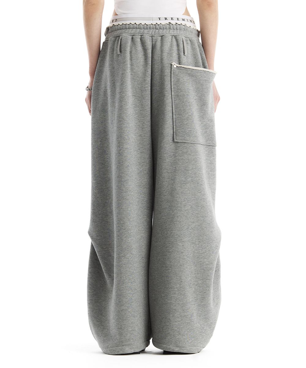 MUSINSA | TREEMINGBIRD Double Waist Sagging Sweat Pants [ Melange