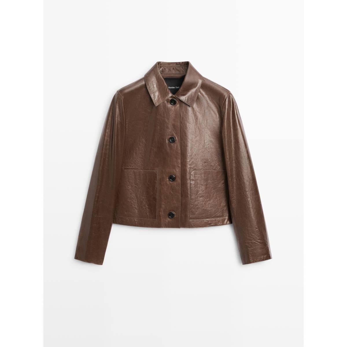 마시모두띠(MASSIMO DUTTI) 크롭 나파 레더 재킷