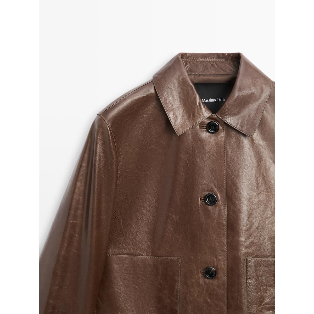 마시모두띠(MASSIMO DUTTI) 크롭 나파 레더 재킷