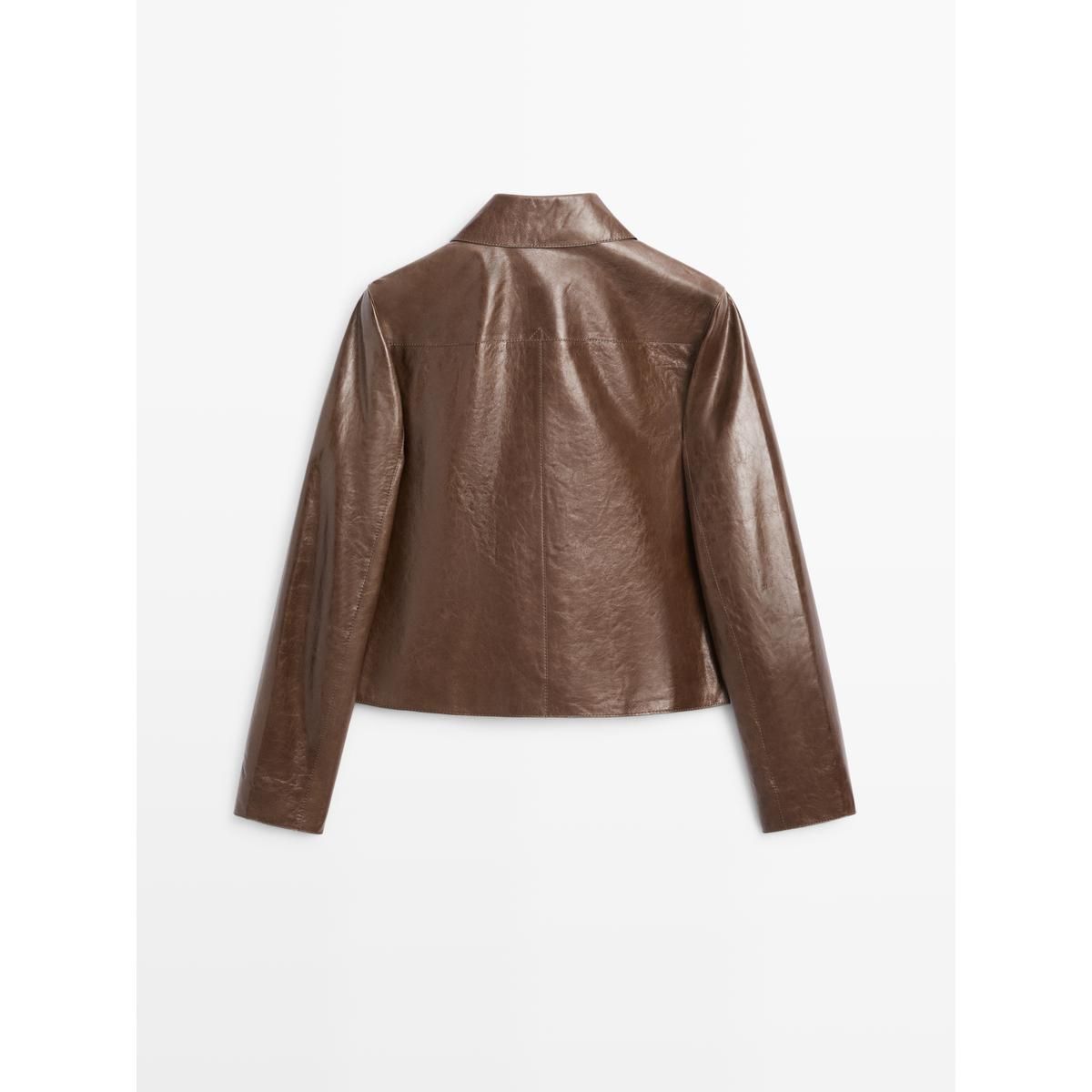 마시모두띠(MASSIMO DUTTI) 크롭 나파 레더 재킷